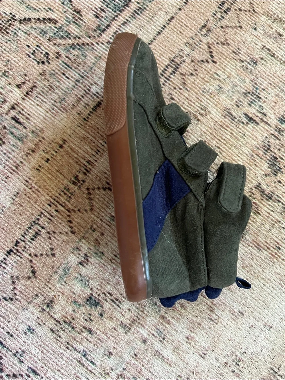 GAP Olive Green Suede Kids Hook-and-Loop Sneakers